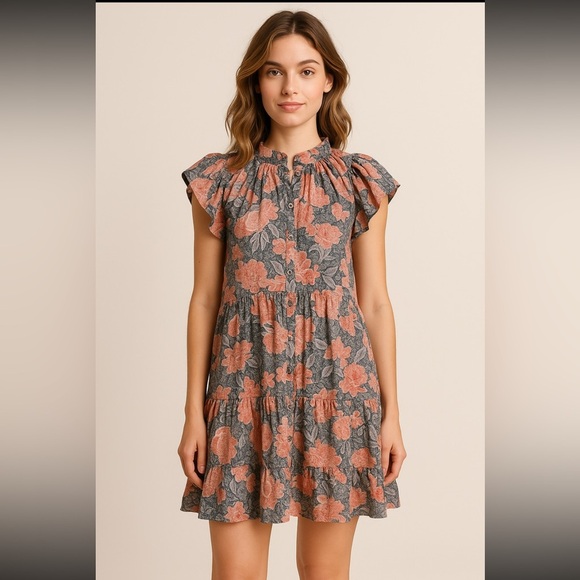 Steele Dresses & Skirts - Anthropologie Steele Womens XS Floral Ruffle Peasant Midi Dress Cottagecore Boho